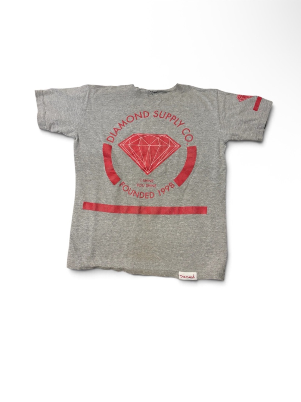 Diamond Supply Co. Kids Gray T-Shirt with Red Logo Size Small